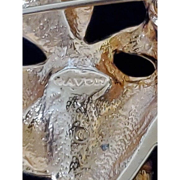 Avon Heart Pin & Bow July Birthstone Gold Tone Ruby Rhinestone Vintage Signed - Picture 3 of 7